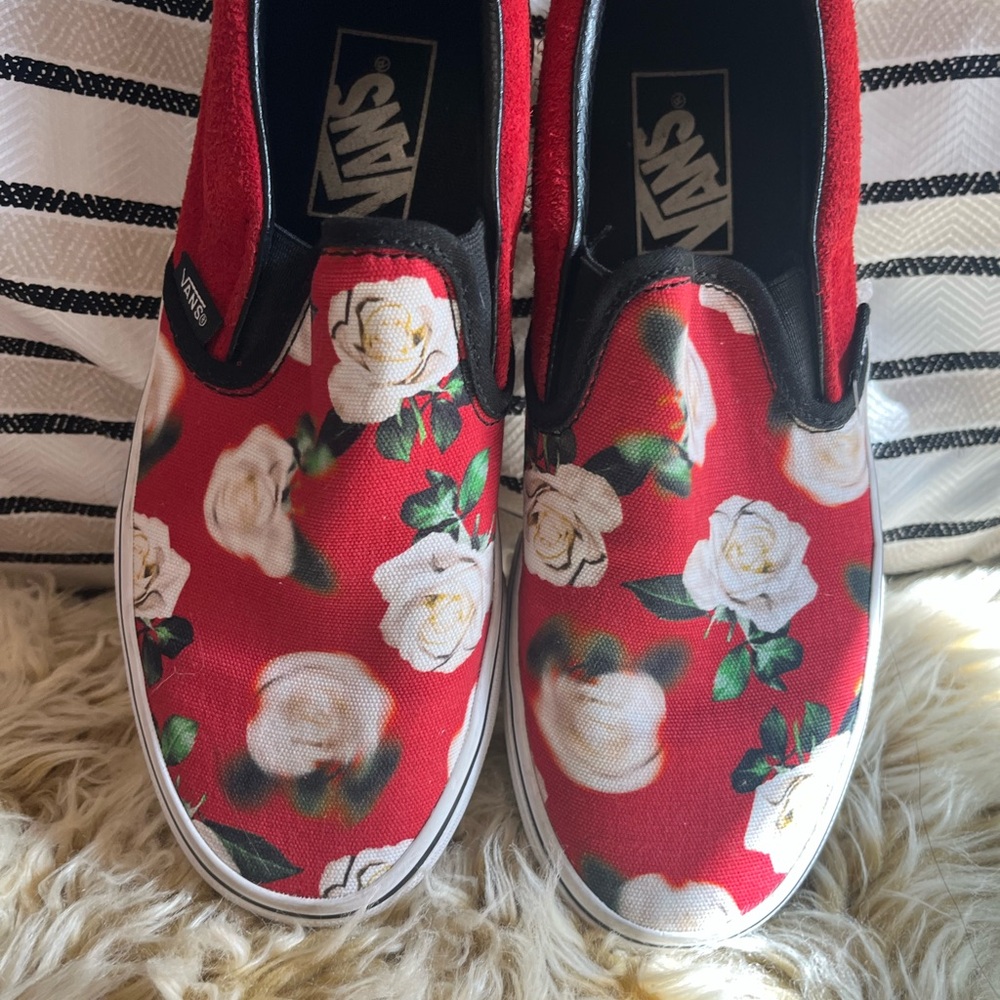 Vans Red and White Sneakers Classic Style